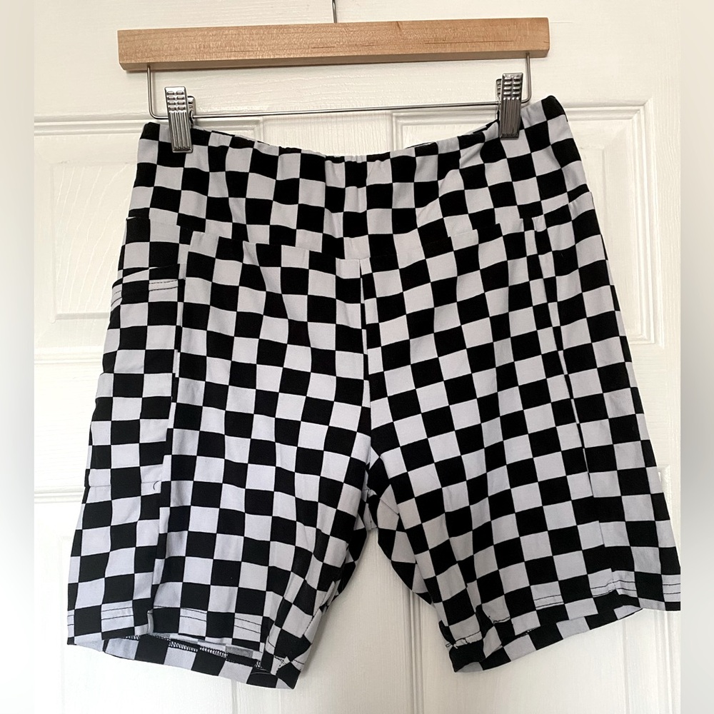 Black and White Checkered Bike Shorts